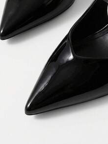 Mnmlis New High Heels Women's Thin Heels Pointed Patent Leather Kitten And Elegant Women's Shoes - Black - View 5
