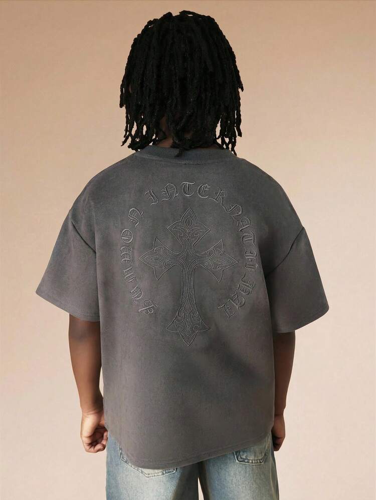 Short Sleeve Tee With Cross Back Print