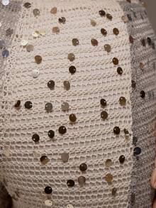 MUSERA Contrast Sequin Crochet Fitted Flared Trousers Pants Spring Summer Holiday Vacation Beach Ibiza Festival Party Elegant Divinity - Multicolor - View 5