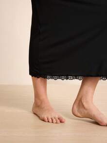 Hourtrue Hip Fashion Long Half-Body Skirt Shaping Bottoming Skirt Slim And Thin Inner Skirt Daily Outer Wear Petticoat (Micro Shaping) - Black - View 7