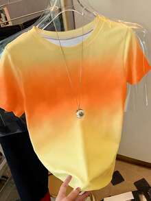 Resyla 女士渐变色休闲百搭圆领短袖T恤 - 彩色 - 查看 3