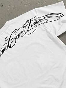 StoneGrade Men's Round Neck Letter Print Casual Short Sleeve T-Shirt, Summer - White - View 2