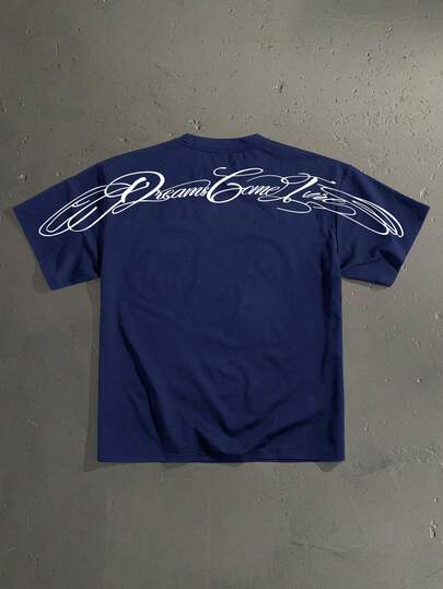 StoneGrade Camiseta suelta de manga caída con estampado de letras casual para hombre, verano