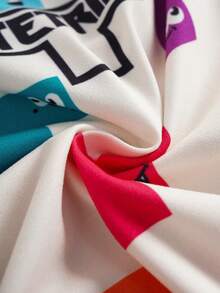 Tetris™ X SHEIN Baby Girl Casual All-Over Print Crew Neck Long Sleeve Romper, Spring/Autumn - Beige - View 7