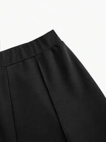 Olithes Quần ống loe đơn giản, ôm vừa vặn, màu trơn dành cho nữ - màu đen - Xem 6