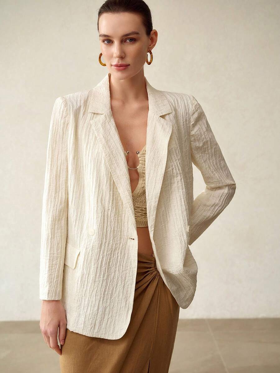 MOTF PREMIUM STRUCTURED TEXTURED LIGHTWEIGHT BLAZER - Apricot - View 1