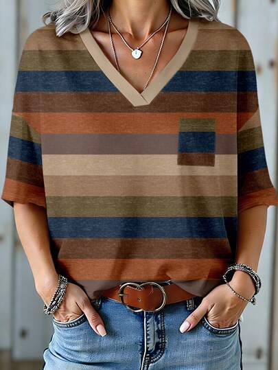 Mellowie Camiseta de talla grande de color a contraste y estilo minimalista casual, adecuada para el verano