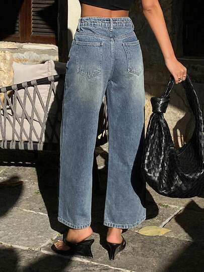 DAZY Women's Straight Leg Cropped Casual Jeans