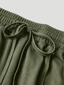 Olithes 纯色紧身衣和阔腿裤两件套 - 軍綠色 - 查看 7