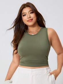 SHEIN EZwear مجموعة ربيعية/صيفية جديدة من قميص كاجوال فضفاض مخطط، سترة صدرية مضفرة خضراء وشورت جينز فضفاض قطني ذو ملمس قطني 3 قطع، مجموعة ملابس مرنة مقاس كبير للنساء لكل المناسبات، التنقل، الحفلات، مهرجانات الموسيقى، العودة للمدرسة، العطلات، الملابس الشارعية، الملابس المنزلية، التجول في المدينة - متعدد الألوان - مشاهدة 6