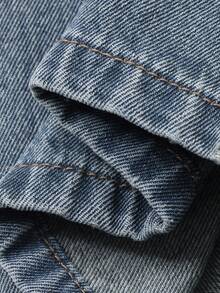 DAZY Jeans de pierna ancha y suelta con cintura regular y diseño de bajo con estilo, estilo casual de calle para mujer - Azul lavado medio - Ver 7