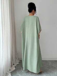 Elenzga Women's 2026 Spring/Summer New Elegant Floral Decor Chiffon Maxi Dress - Gray green - View 2