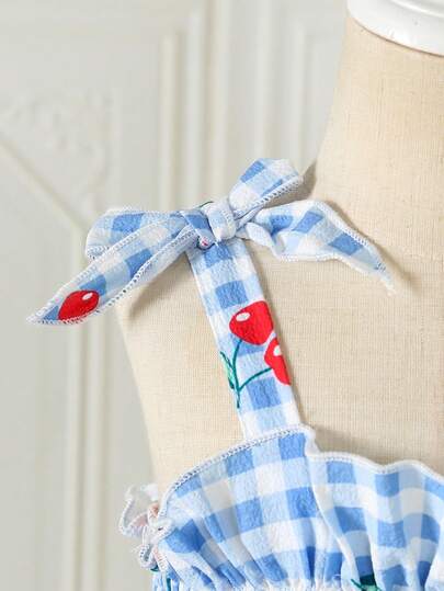 SHEIN Glamorique Kids 女童无袖褶皱彩色中长连衣裙，休闲公主风，适合度假和聚会