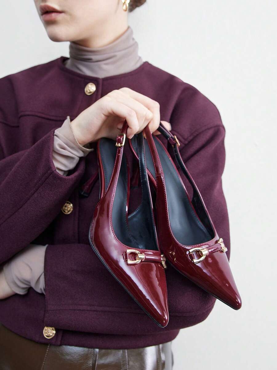CUCCOO BIZCHIC Women's Fashionable Elegant Pointed Toe High Heel Sandals - Burgundy - View 1