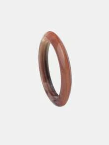 Lumivelle 1 件厚树脂袖口手镯女士堆叠厚轮手镯套装，棕色亚克力手镯臂带，基本款设计手镯首饰适合日常佩戴 - 彩色 - 查看 5