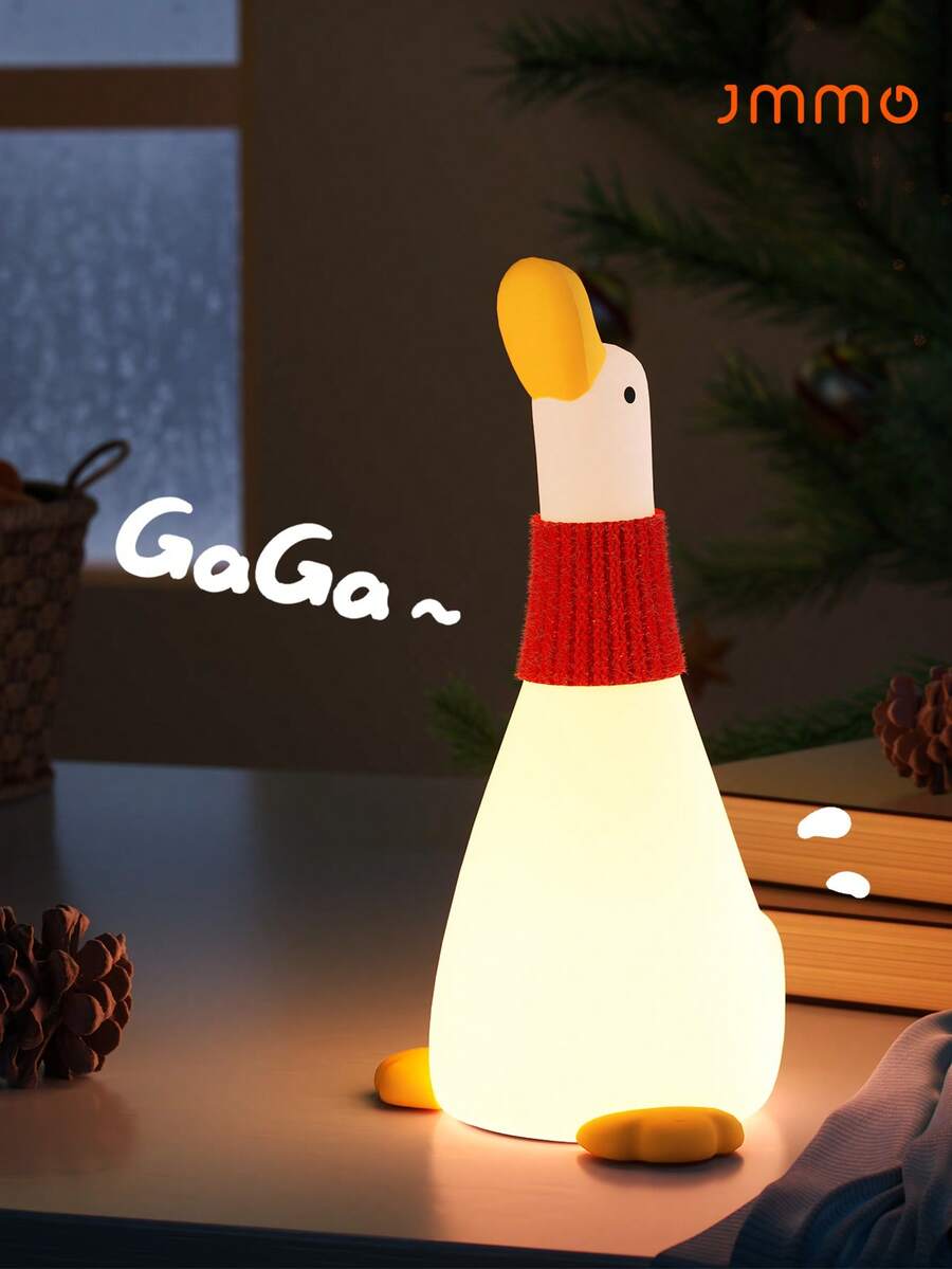 JMMO 鸭子造型夜灯，可爱台灯，可调光，USB充电，哺乳灯，床头夜灯 - 白色 - 查看 1