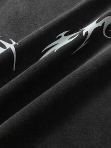 ROMWE MEN 男士铆钉水洗宽松T恤 - 黑色 - 查看 5