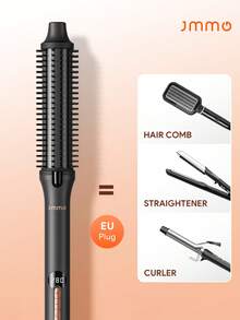 JMMO Thermal Brush Curling Brush, Blowout Heated Round Volumizer, Hair Straightener & Curler & Comb 3 In 3, Negative Ion For Smoother, LCD Display-EU Plug - EU C Type Plug(220-240V) - View 1