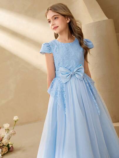 女孩奢华小众高端女主人生日表演礼服，钢琴演奏会T台公主裙，优雅薄纱长裙