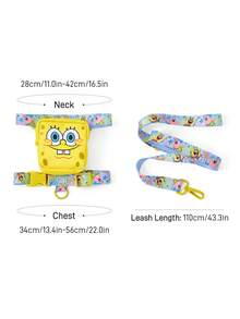 SpongeBob SquarePants | SHEIN 1 Set Of Cartoon Pattern Printed Pet Travel Straps And Leash Sets, A Variety Of Sizes To Choose From, And The Length Of The Strap Can Be Adjusted, Suitable For Cats And Dogs - Yellow - View 7
