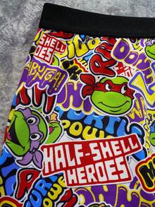 TEENAGE MUTANT NINJA TURTLES | SHEIN 1件男士卡通印花平角内裤 - 黑色 - 查看 4