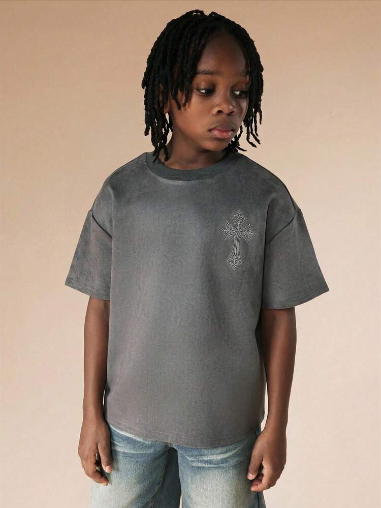 Short Sleeve Tee With Cross Back Print