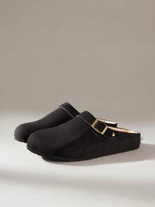 Women's New Slip-On Half-Cover Casual Flat Shoes - Graphite Black - View 3