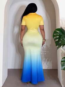 Slaydiva Đầm maxi ôm sát cơ thể nữ màu ombre quyến rũ, chất liệu nhẹ, hơi xuyên thấu, cổ chữ V và tay ngắn, thích hợp cho mùa Xuân/Hè, thanh lịch, đi làm và dạo phố, tiệc sinh nhật, lễ tốt nghiệp, trang phục học sinh, đi chơi hàng ngày, cơ bản, đa năng, giải trí, kỳ nghỉ, du lịch biển, tắm nắng, xu hướng thịnh hành, công sở thường ngày, tối giản và thoải mái, đi nghỉ mát và dạo chơi. Chất liệu nhẹ, hơi xuyên thấu, cổ áo có ve và tay ngắn - Màu ombre nhiều màu - Nhiều màu - Xem 4