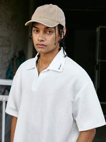 PAVTROS Camisa polo con textura de rombo y espiga de trigo, marca TK, en ropa urbana, adecuada para uso diario, regalo del Día de San Valentín, para el hogar, festival de música al aire libre, salir con amigos, regalo para niños, regalo para novio/esposo, regalo de aniversario - Blanco - Ver 5