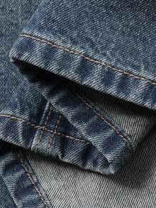 DAZY 女士常规腰围百褶裙，休闲青春牛仔A字裙 - 中等水洗藍 - 查看 7