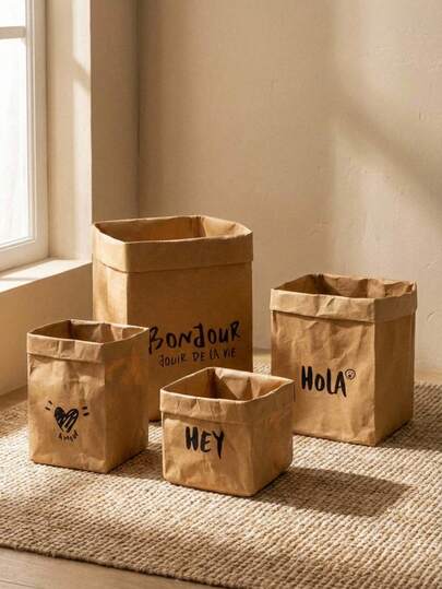 Cirelle Multi-Purpose Kraft Paper Storage Bag – Waterproof & Reusable, Large Bin For Refrigerator, Kitchen Counter, Desktop & Flower Pot Decoration