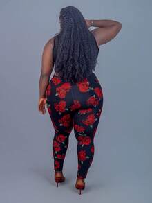 CurvyTilda 大碼滿版印花緊身打底褲 - 彩色 - 查看 3