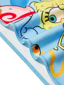 SpongeBob SquarePants | SHEIN 1块卡通海绵，派大星印花浴巾，沙滩巾，可用于沙滩、游泳。 - 藍色 - 查看 8