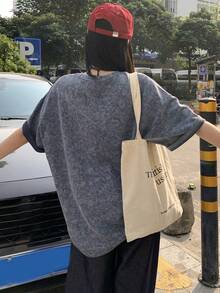 DAZY Women's Round Neck Short Sleeve Printed Loose Pullover Casual T-Shirt - Black - View 5