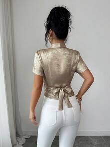 Elenzga Ladies Weave Elegant And Stylish Summer Shirts - Khaki - View 2