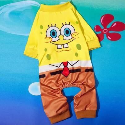 SpongeBob SquarePants | SHEIN 1 Pc Cute Cartoon Printed Decorative Pet , Loungewear, Pajamas, Cat Clothes, Dog Clothes, Size XXS-XXXXL, Extra Small, Extra Large, Sponge, Lively