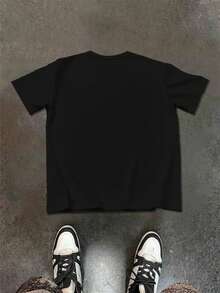 Manfinity EMRG Men's Vintage Faux Jewelry Cross Print T-Shirt, Retro Casual Street Style Tee - Black - View 3