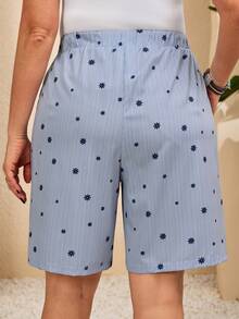 EMERY ROSE Quần short nữ cỡ lớn, thắt eo, kẻ sọc, dáng rộng, có túi, kiểu dáng thường ngày. - Màu xanh lam - Xem 2