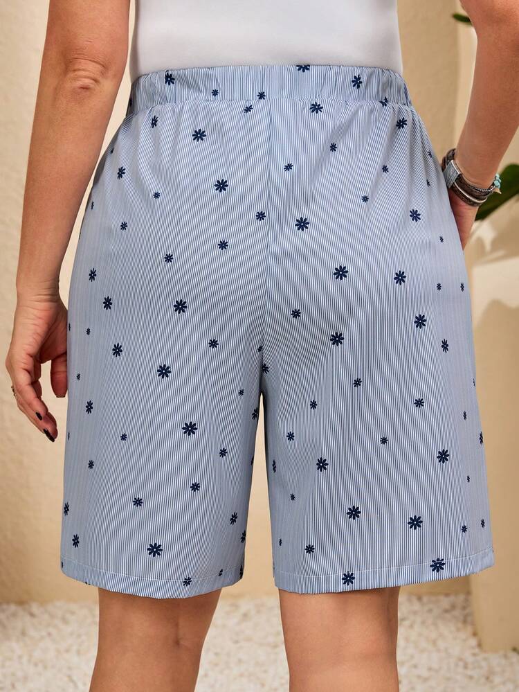 Plus Size Women's Waist Tie Striped Pocket Loose Casual Shorts,Beach Vacation Outfits For Women ,Going Out,Spring Clothes,Beach Shorts,Vacation Outfits Women Blue Striped Shorts Shorts Women Summer Shorts Casual Shorts For Women Pajama Shorts Short Sets For Women Vacation Blue Shorts For Women Summer Shorts For Women Jorts Women Baggy Polka Dot Short Vacation Short Sets For Women Women Shorts Casual Women S Summer Outfits Women Vacation Outfit Sets Women S Summer Co Ord