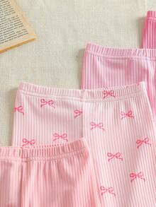 SHEIN Vintaside Kids 5件套女宝宝可爱爱心打底裤，柔软舒适，弹性好，亲肤透气，秋冬季时尚必备，多种颜色可选 - 彩色 - 查看 6