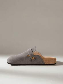 Solecia Women's New Slip-On Half-Cover Casual Flat Shoes - Dark Grey - View 3