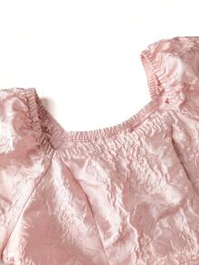 Rometta 大码优雅法式方领提花雪纺拼接长裙，适合春夏、上学、度假、毕业典礼、节日、情人节、圣诞节、音乐节、母亲节、万圣节、感恩节、复活节、国庆节、舞会、生日、约会、婚礼、郊游等场合。 - 粉色 - 查看 4