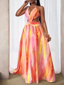 BamGleam Đầm hai dây kiểu dáng gợi cảm dành cho nữ, thích hợp cho kỳ nghỉ, với thiết kế buộc dây và khoét eo. - Nhiều màu - Xem 3