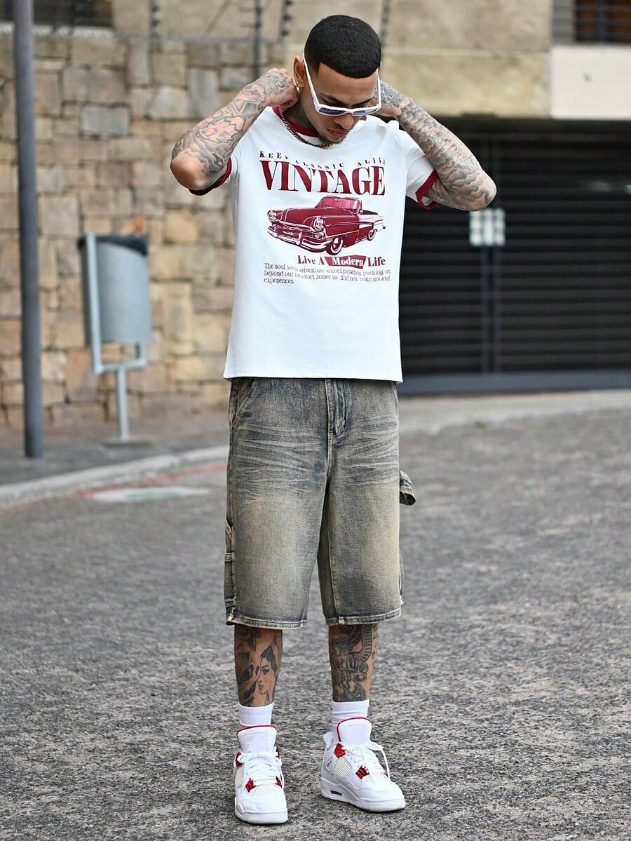 Devon Thys 男士简约时尚休闲牛仔短裤,适合日常穿着 - 彩色 - 查看 1