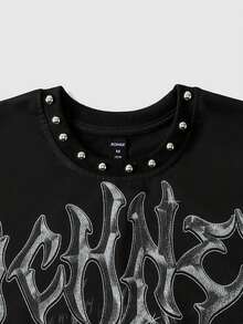 ROMWE MEN Men's Printed Rivet Loose Tank Top - Black - View 2