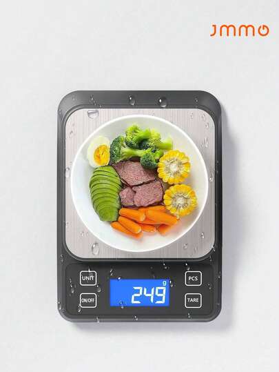 JMMO 带去皮功能的数字食品厨房秤，迷你袖珍秤，5 千克/1 克，克和盎司 LCD 显示屏 304 不锈钢（不含电池）