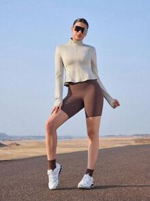 OutZeal Women Sun-Proof Jacket Daily Casual Travel Summer Cool Touch UV Protection Mermaid Hem With Thumb Hole - Khaki - View 5