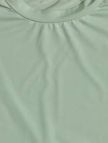 MUSERA Áo thun cổ tròn tay ngắn với chi tiết xếp ly phía trước, kiểu dáng dễ thương, thích hợp cho mùa xuân, lễ hội, nữ tính, phong cách ngọt ngào, mùa hè. - Màu xanh Ô liu - Xem 6