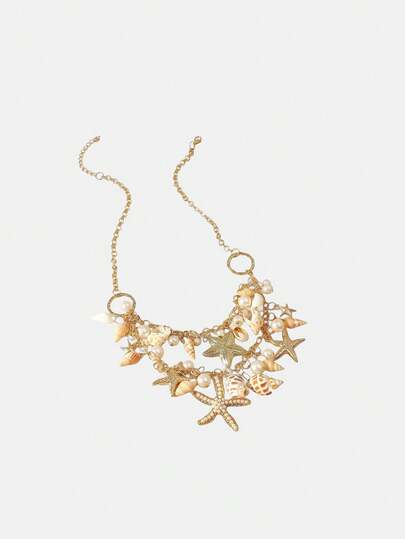Lumivelle Conch & Starfish Charm Layered Necklace