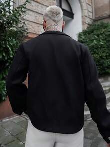 Artur Kramer Manfinity 男士长袖黑色拉链外套，适合万圣节、圣诞节、日常街头穿搭和休闲约会，也是周年纪念日送给男友/丈夫的完美礼物，秋冬季必备。 - 黑色 - 查看 2